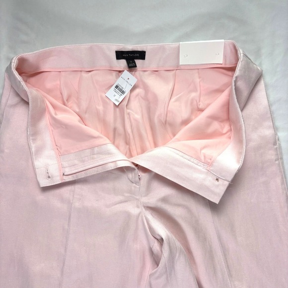 NWT ANN TAYLOR Seamed Wide Leg Pants 12 High Rise Tailored Linen Office Pastel - Picture 4 of 8